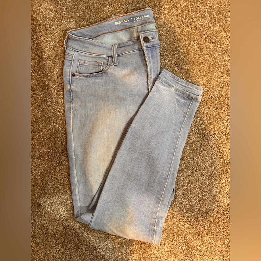 2015 Old Navy Jeans Rockstar MidRise Skinny Light Blue Wash Womens 8 Regular